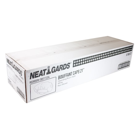 NEATGARDS Handgards 21" Paper White Pleated Bouffant Cap, PK500 305111224